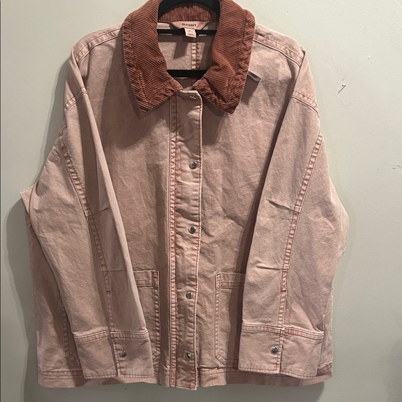 Old Navy Pink Denim Jacket with Brown Corduroy Collar - Picture 2 of 14